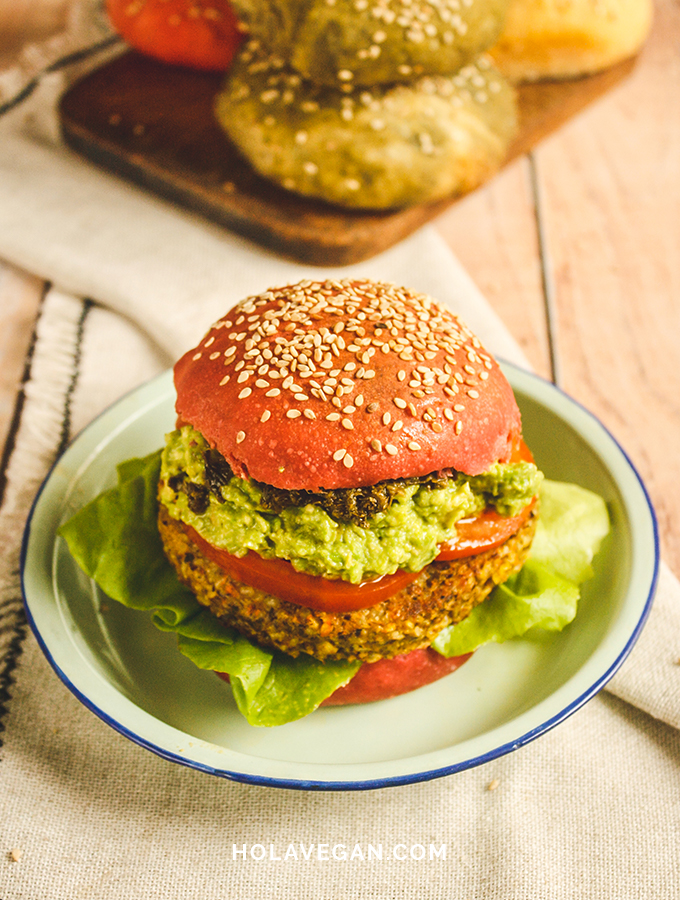 Pan de colores para hamburguesa - Hola Vegan