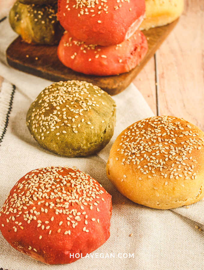 Pan de colores para hamburguesa - Hola Vegan
